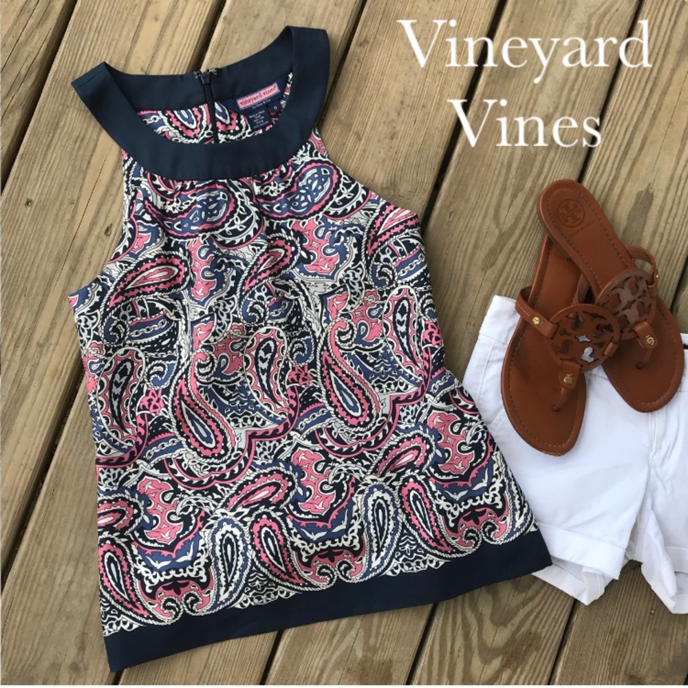 Vineyard Vines Paisley Silk Tank Blouse 0 XS